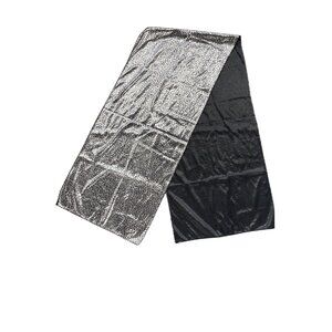 Vintage Silver & Black Floral Butterfly Patterned Scarf Or Wrap Elegant Accessor